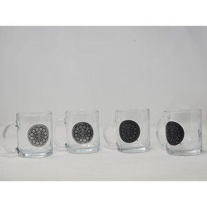 2019 Frankford Candy LLC Oreo Cookie Clear Glass‎ Mugs Milk/Coffee Lot Of 4